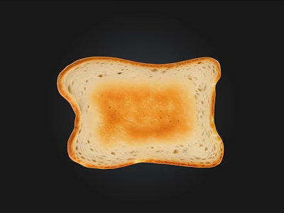 Golden Toasted Bread Slice With Crispy Surface And Soft Interior On Black Background 3d model