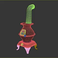 Vintage Metal Household Heating Device With Curved Chimney And Decorative Base Design