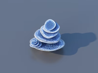 Blue Textured Stacked Decorative Household Item With Circular Layers 3d model