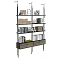 Practical Multi tiered Storage Shelf With Books Decorative Items And Wicker Baskets