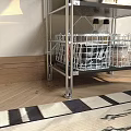 Cozy Interior Decorative Cabinet With Metal Frame Multi Tier Design Storage Baskets And Potted Plant