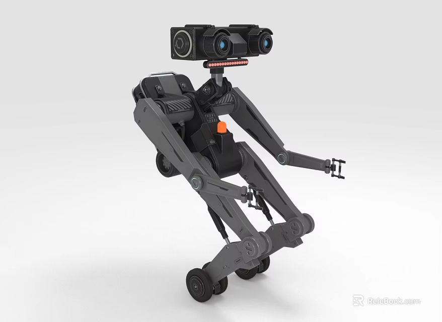 Mechanical Robot 3D Model With Gray Black Design Camera Sensors And Multi Legged Structure 3d model 