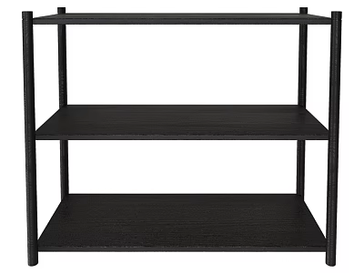 Black 3 Tier Open Design Storage Shelf For Modern Home Organization 3d model