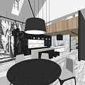 Contemporary Open Interior Design Featuring Marble Elements Wooden Ceiling And Modern Furniture