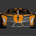 Orange And Black Sports Car With Sleek Aerodynamic Design And Rear Spoiler