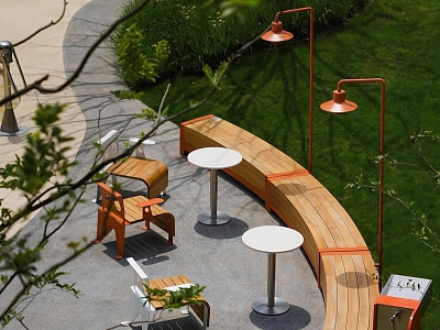 Modern Outdoor Chair Outdoor Bench Landscape Seat Curved Bench Multifunctional Bench Landscape Lamps Outdoor Rest model