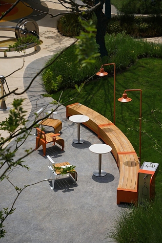 Modern Outdoor Chair Outdoor Bench Landscape Seat Curved Bench Multifunctional Bench Landscape Lamps Outdoor Rest 3d model