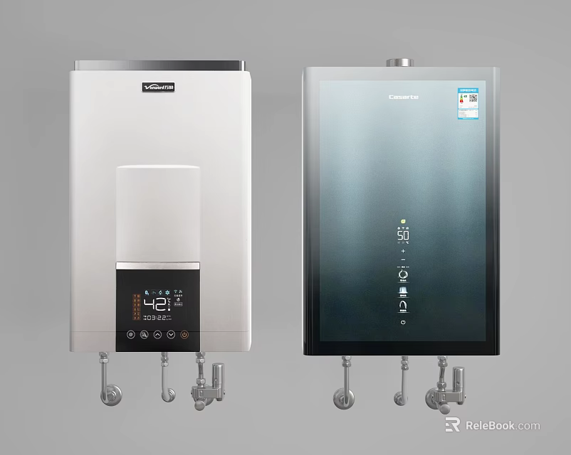 Casarte Water Heaters White And Dark Models With Digital Display And Control Panel 3d model 