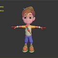 Cartoon Boy With Red Brown Hair Green Eyes Arms Outstretched On Black Background