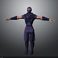 3D Ninja Character In Purple Outfit With Arms Outstretched Stance Design