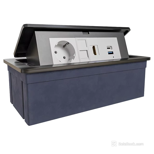 Modern Console Table With Power Outlet USB Port And Dark Finish Design 3d model 