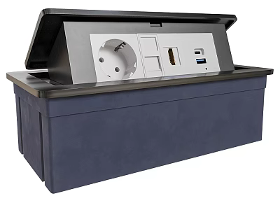 Modern Console Table With Power Outlet USB Port And Dark Finish Design 3d model