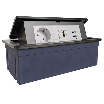 Modern Console Table With Power Outlet USB Port And Dark Finish Design 3d model