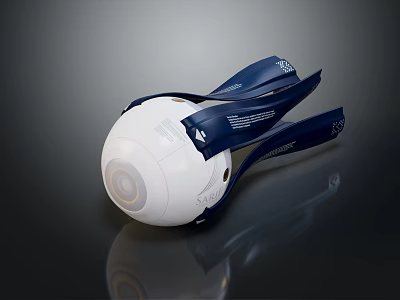 Modern Projection Surveillance Device With White Spherical Body And Blue Components 3d model