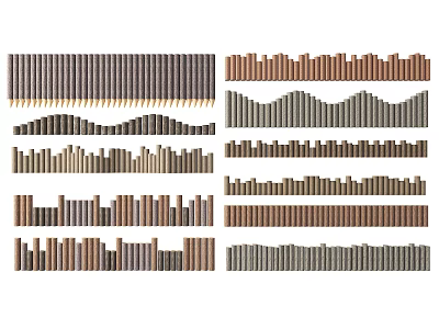 Garden Ornaments Featuring Various Wooden Metal Strips Straight And Wavy Arrangements 3d model
