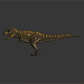 Realistic Striped T Rex Dinosaur Model With Open Mouth On Dark Background