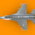 Detailed Silver Fighter Jet Model With Markings On Orange Background 3d model