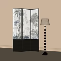French Screen Floor Lamp 3d model