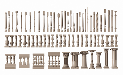 European style railing Roman column Aquarius railing stair guardrail 3d model