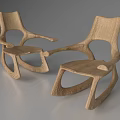 Wooden Single Chairs With Unique Curved Design And Modern Artistic Structure