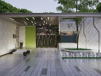 Modern gate entrance gate house 3d model