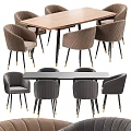 Modern Dining Table Set With Wooden Black Tabletop And Grey Chairs Golden Legs