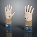 Light Colored Gloves With Brown Blue Wrist Cuffs And CE Mark 3d model