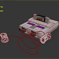 White Retro Gaming Computer With Dual Controllers Purple Buttons And Screen Displaying Game 3d model