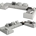 Sectional Sofa With Modular Design Multiple Seating Units And Comfortable Cushions 3d model