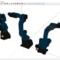 Blue Industrial Robotic Arms As Modern Industrial Equipment For Manufacturing Processes