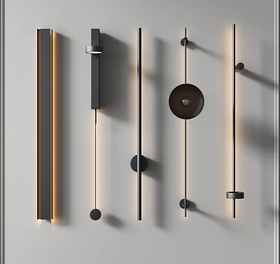 Modern Wall Lamps With Various Minimalist Designs Metal Accents And Warm Lighting 3d model