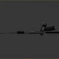 Modern Black Tactical Rifle With Magazine And Bullets On Dark Surface