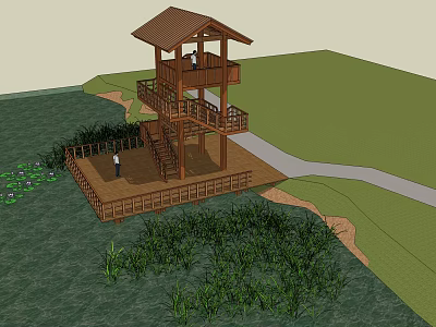 Modern Watchtower View Entrance Gate Watchtower Castle Field Monastery 3d model