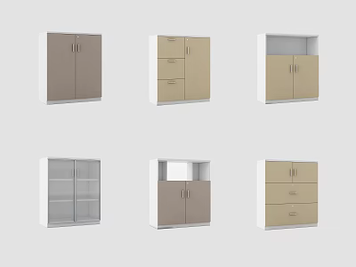 Various Styles of Modern Bookcase with Cabinet Doors Drawers and Open Shelves 3d model