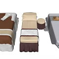Different Style Massage Tables With Comfortable Cushions And Matching Stools 3d model