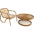 Outdoor Rattan Table with Matching Chairs for Patio Garden Outdoor Space