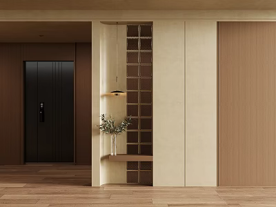 Antique porch wall partition cabinet background 3d model