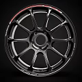 Premium Car Tire Featuring Black Glossy Rim With Red Accent And Sporty Multi Spoke Design