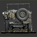 Vintage Military Jeep With Open Top Design Large Tires And Grassy Base