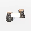 Natural Wooden Tree Stumps With Smooth Cut Surfaces And Bark Texture