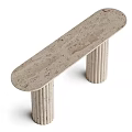Elegant Minimalist Console Table With Textured Marble Top And Cylindrical Columns
