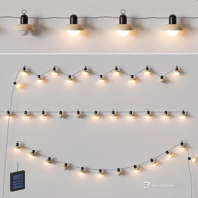 Stylish Indoor Hanging Decorative String Lights With Warm Bulbs For Home Ambiance 3d model 