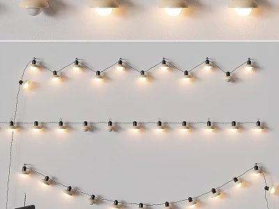 Stylish Indoor Hanging Decorative String Lights With Warm Bulbs For Home Ambiance 3d model