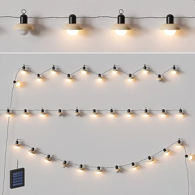 Stylish Indoor Hanging Decorative String Lights With Warm Bulbs For Home Ambiance 3d model