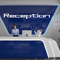 Modern Reception Backdrop Design With Blue Panel And Neon Light Accents 3d model