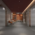 Modern SPA Sauna Locker Room With Wooden Lockers Resting Bench And Green Plants