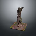 Wooden Stone Tree Stump Decorative Piece with Natural Design and Square Base