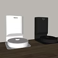 Roborock White And Black Robot Vacuum Cleaners On Modern Wooden Floor