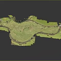 Golf Course Layout With Green Fairways Winding Paths And Clubhouse Buildings