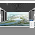 Modern Exhibition Hall Interior With Display Stand Large Screen And Information Panels 3d model
